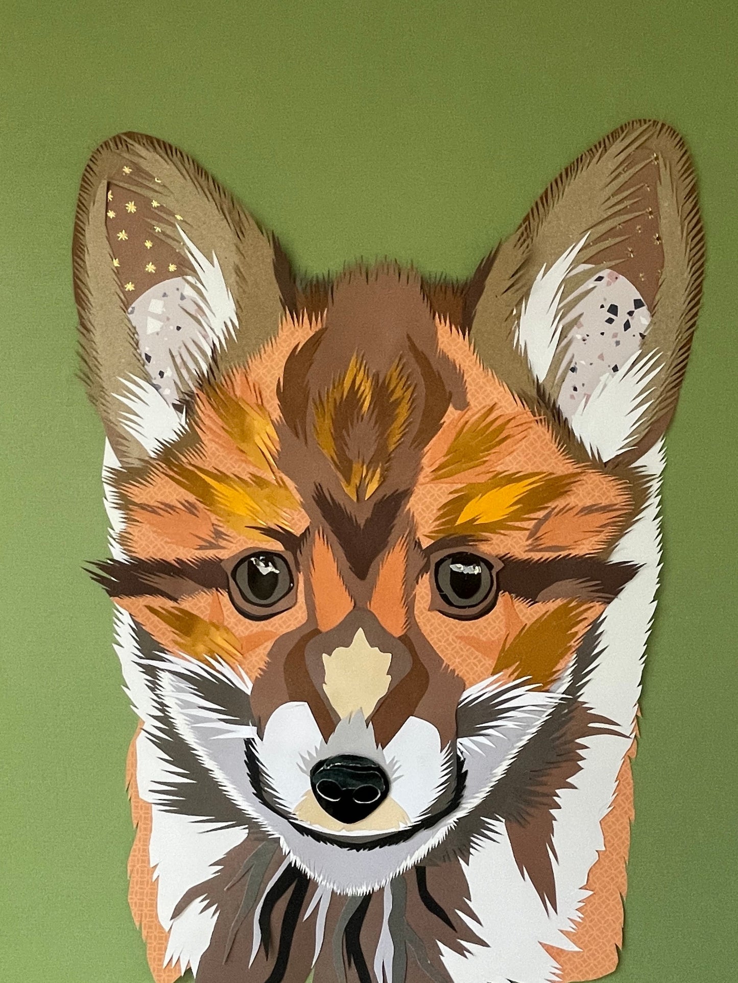 Fox Cub Paper Collage