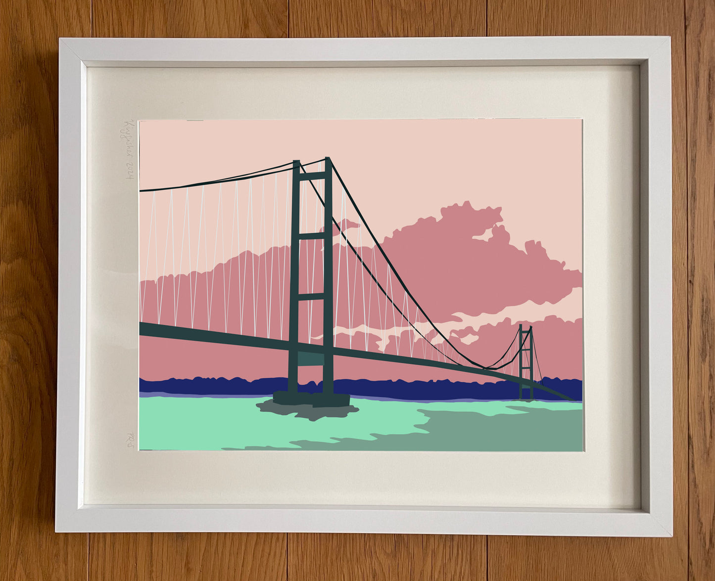 Large Framed Humber Bridge Print