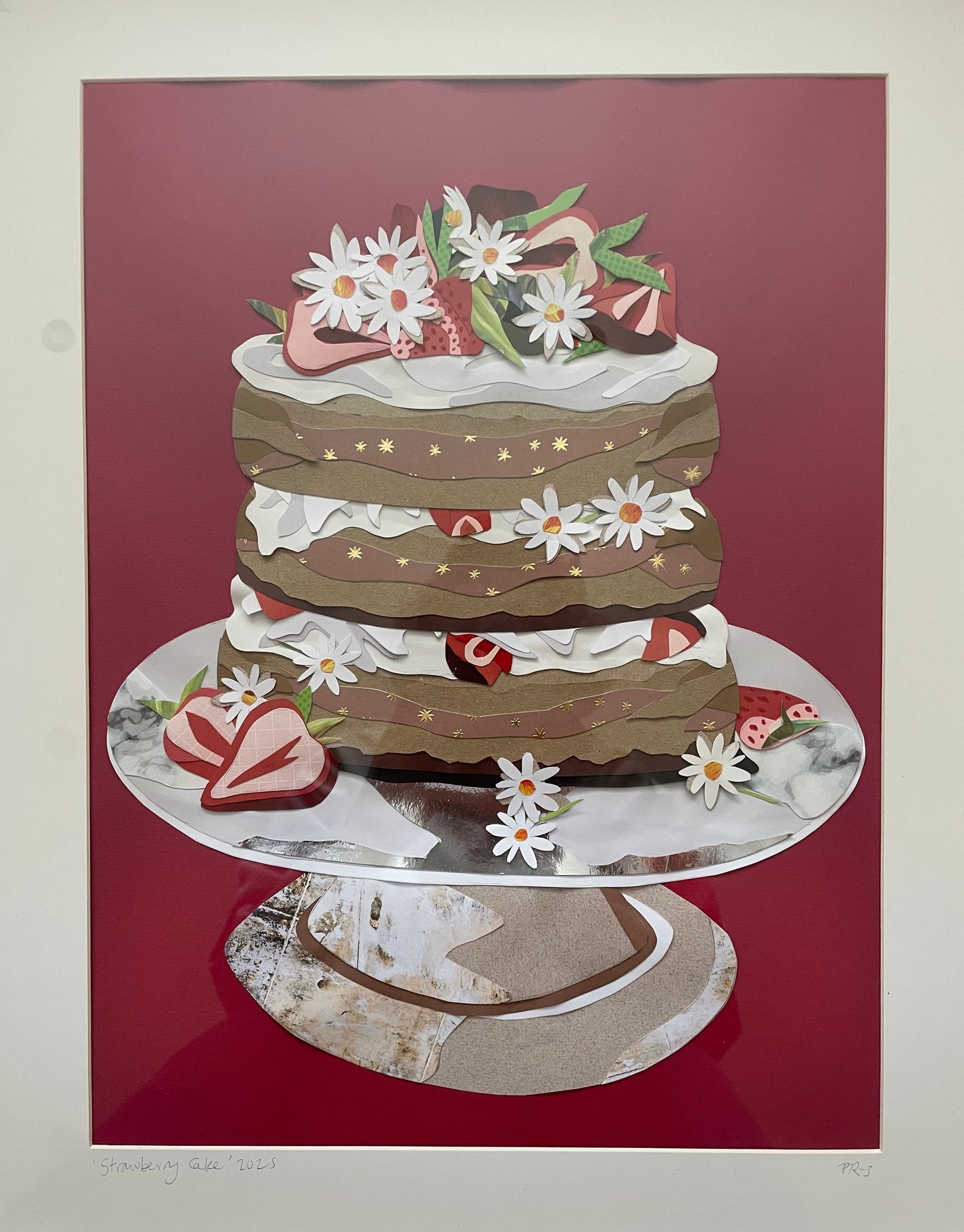 Strawberry Cake Paper Collage