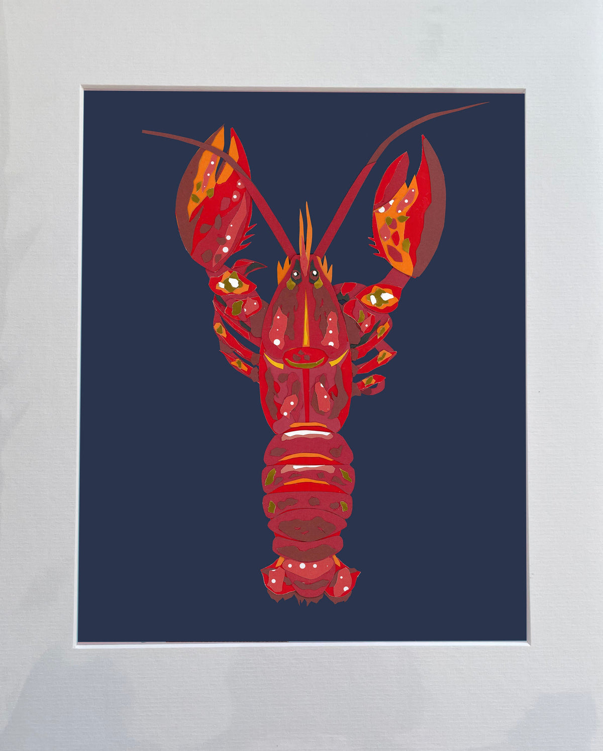 Red Lobster on Navy Print