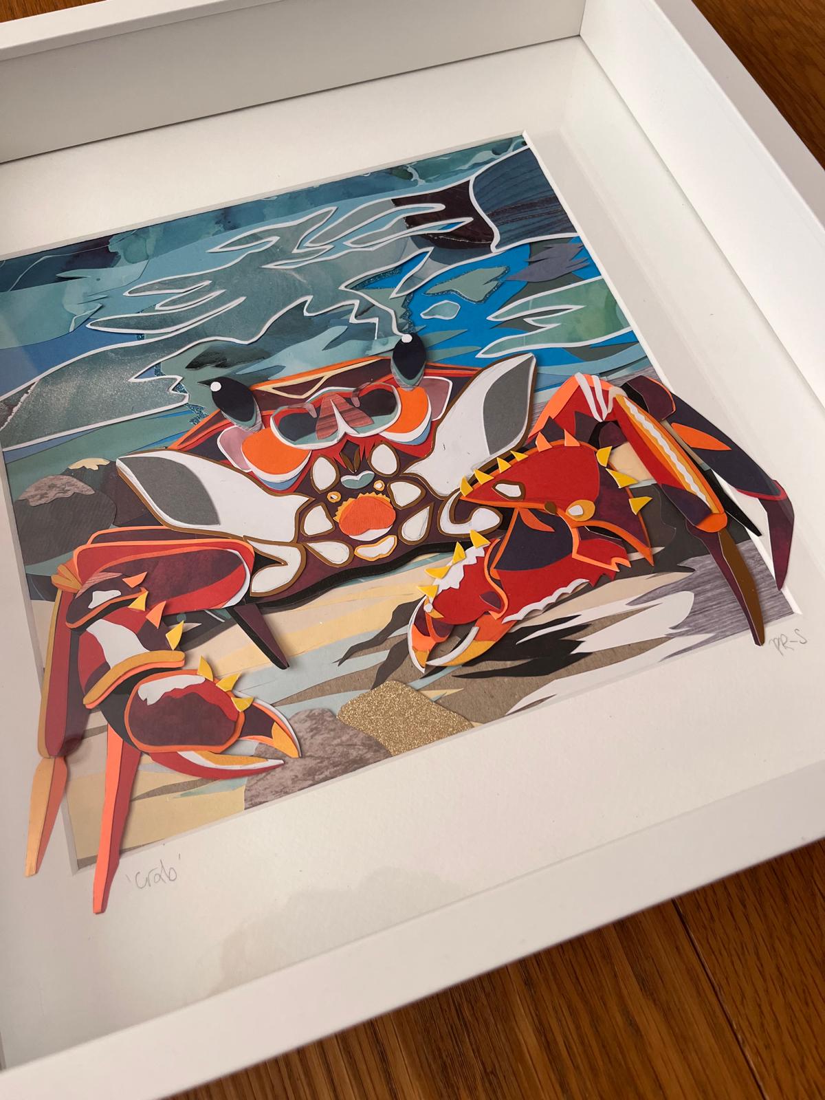 Red Crab paper collage