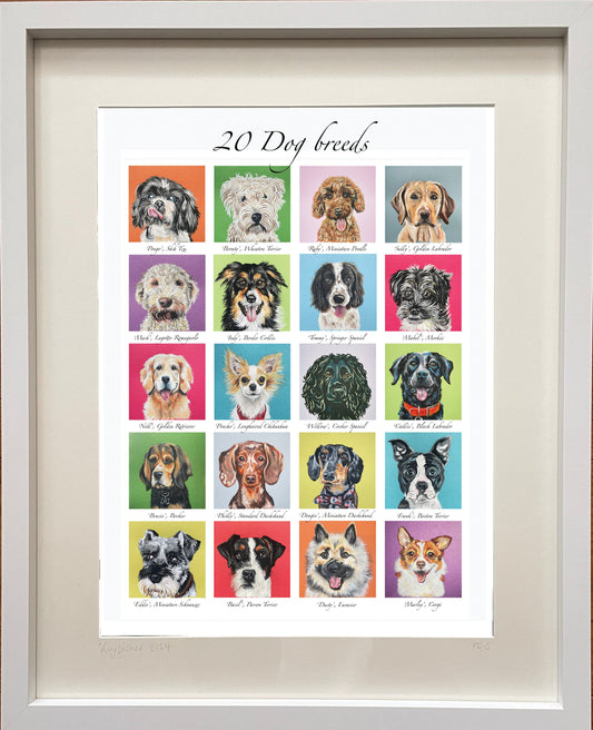 Large Framed Dog Breeds Print