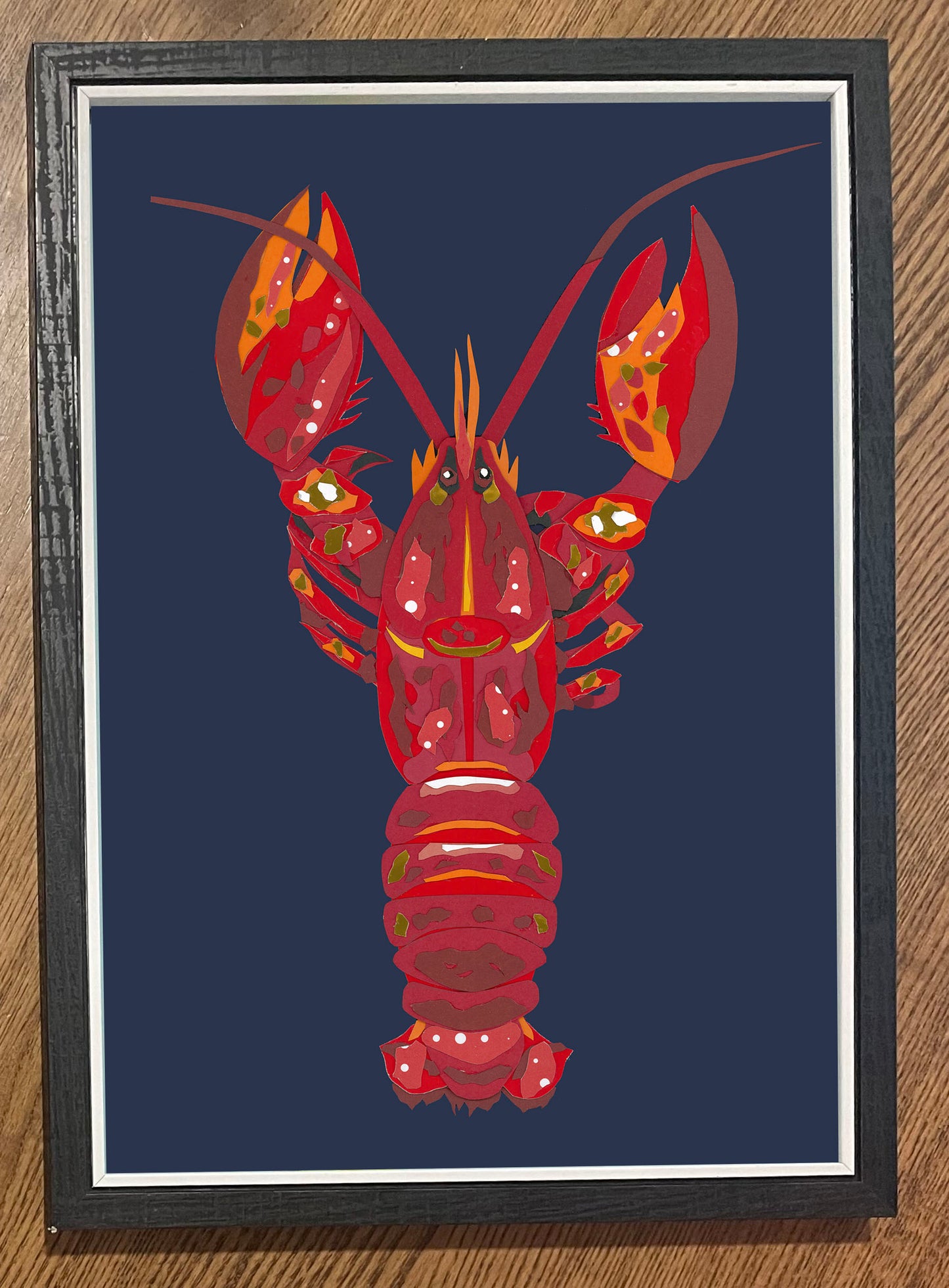 Red Lobster on Navy Print