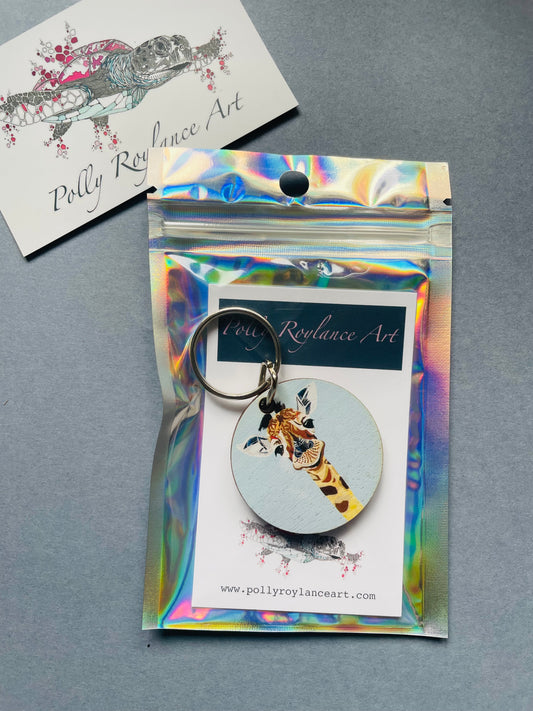Giraffe Wooden Keyring