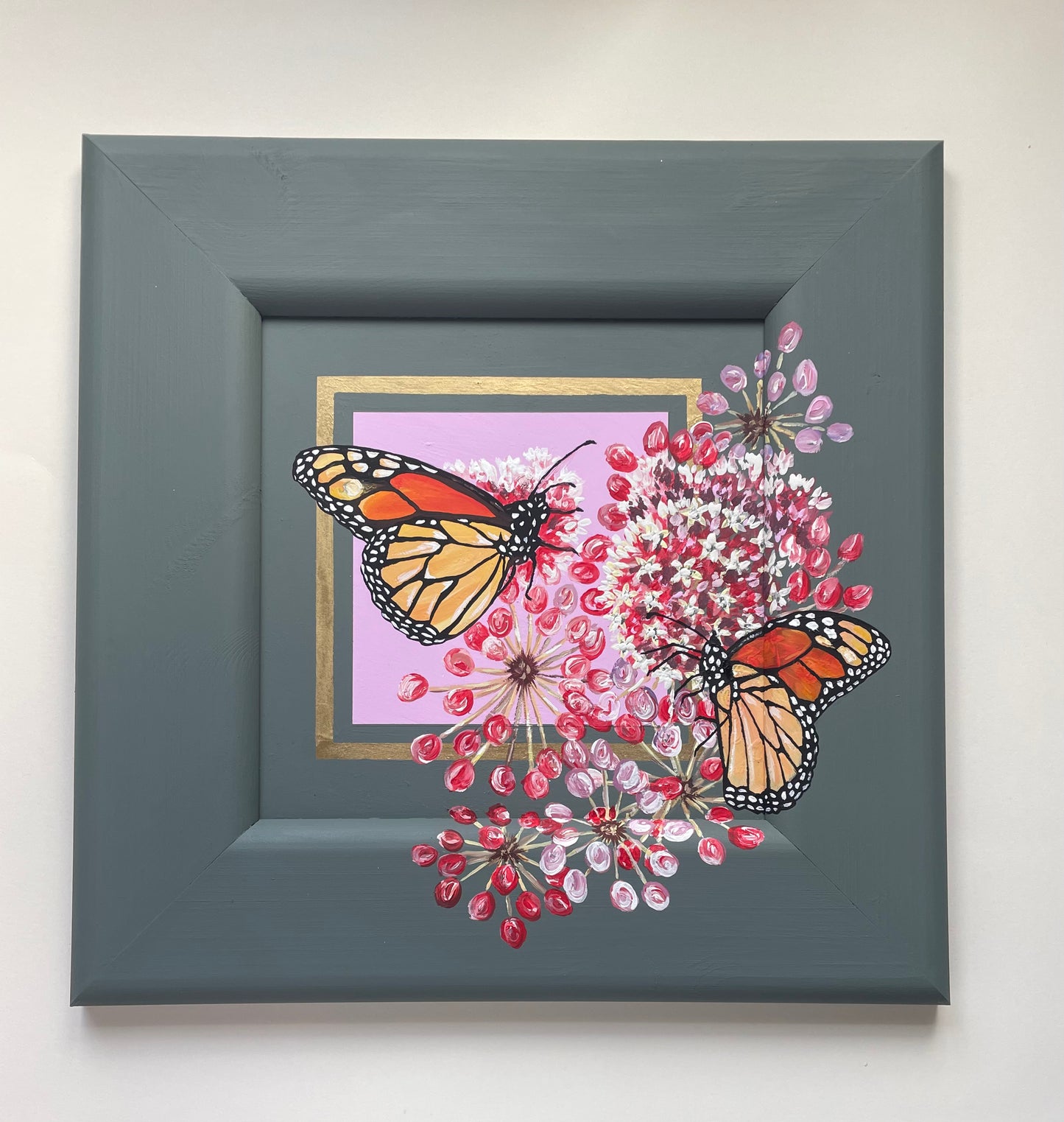 Monarch Butterflies Acrylic Painted Frame