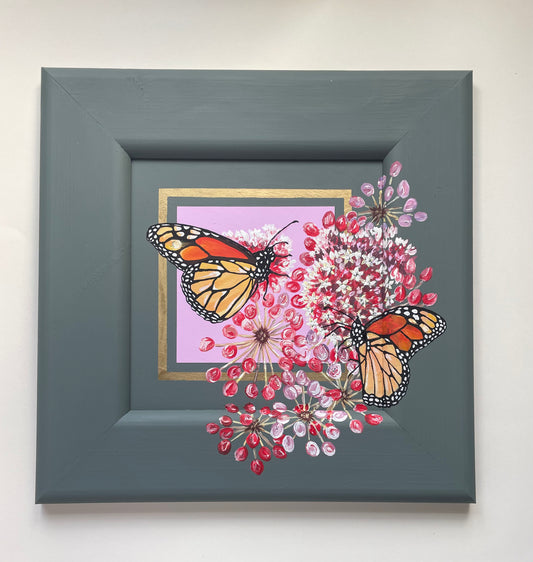 Monarch Butterflies Acrylic Painted Frame