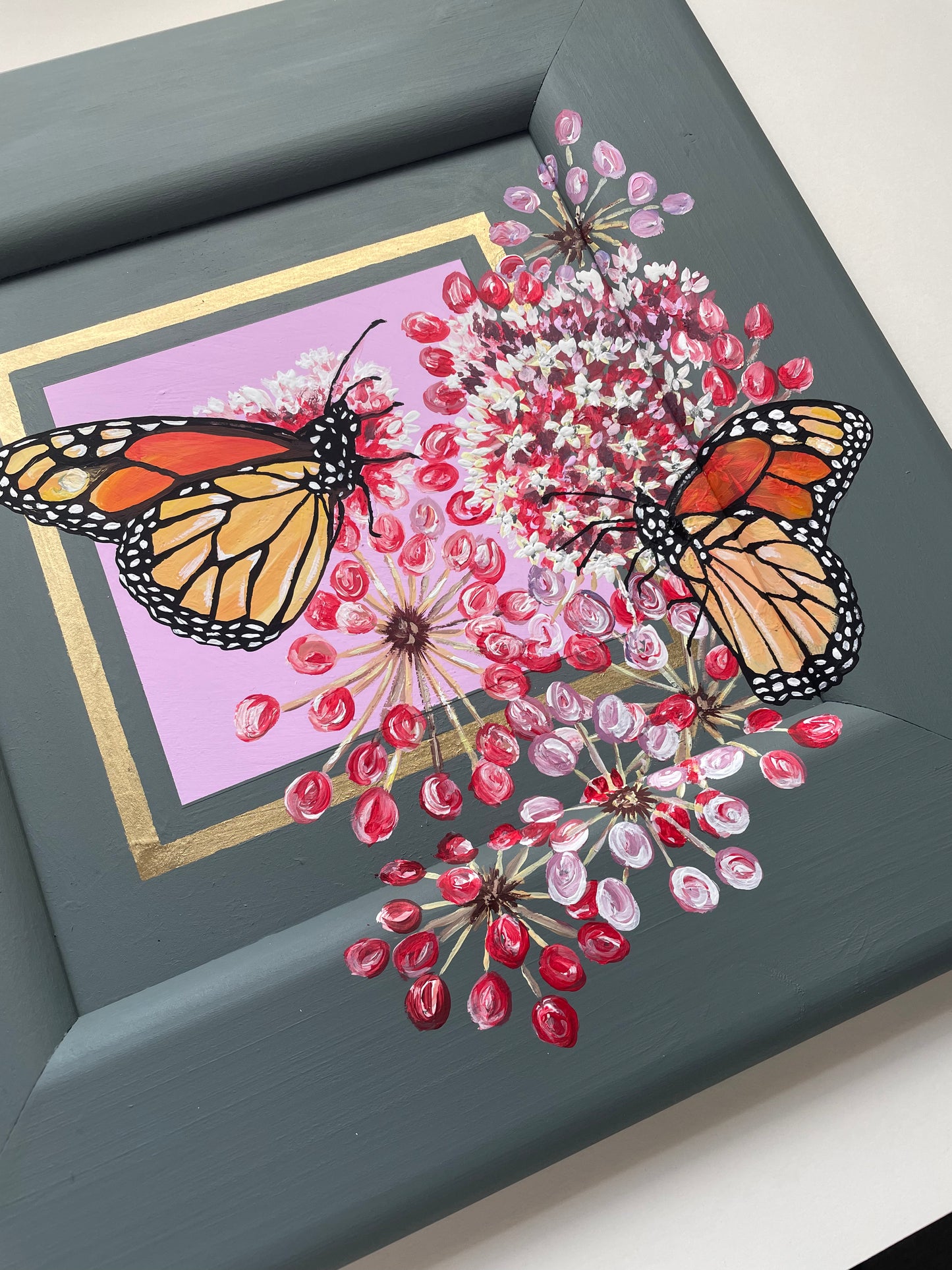 Monarch Butterflies Acrylic Painted Frame