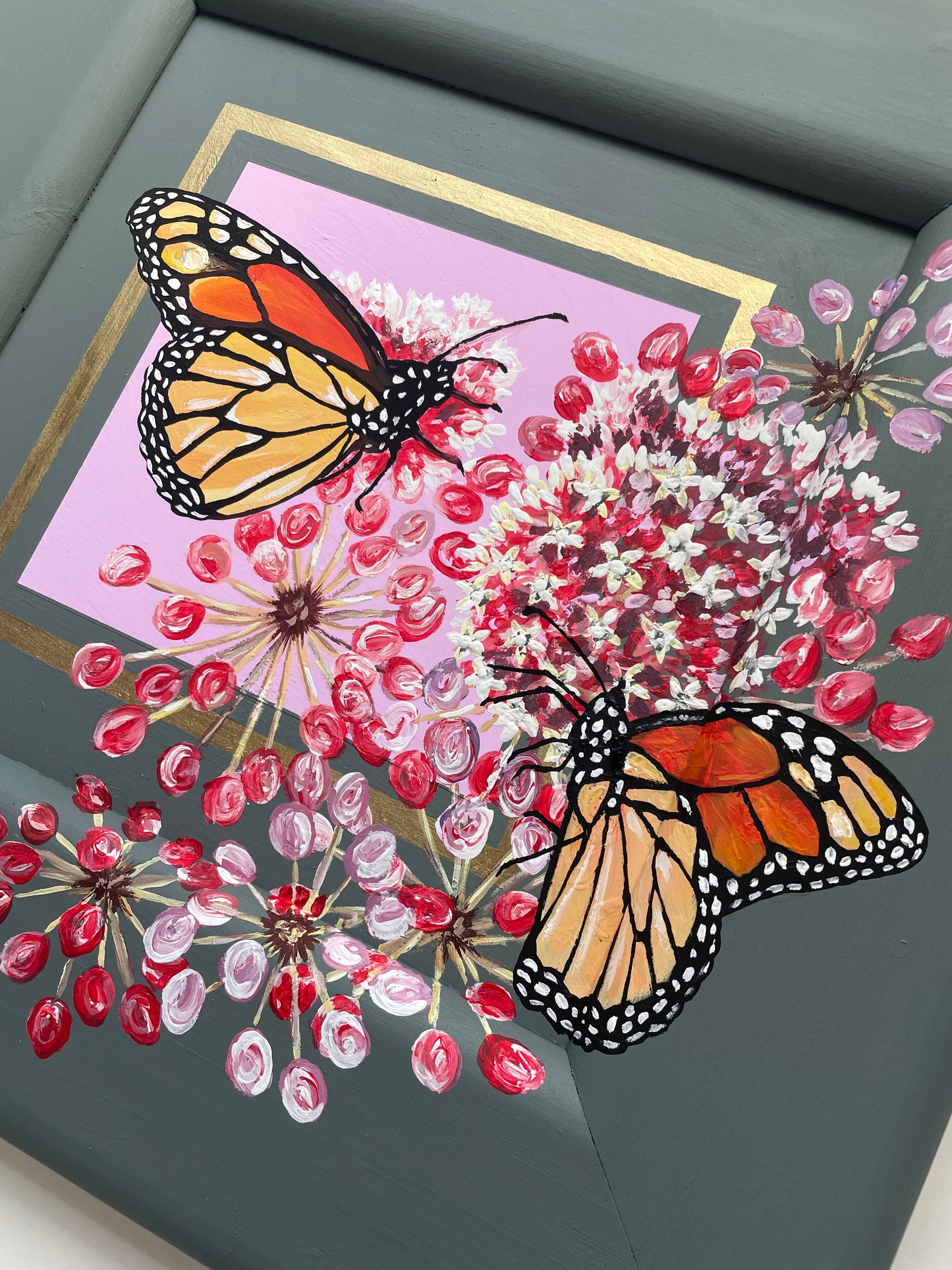 Monarch Butterflies Acrylic Painted Frame