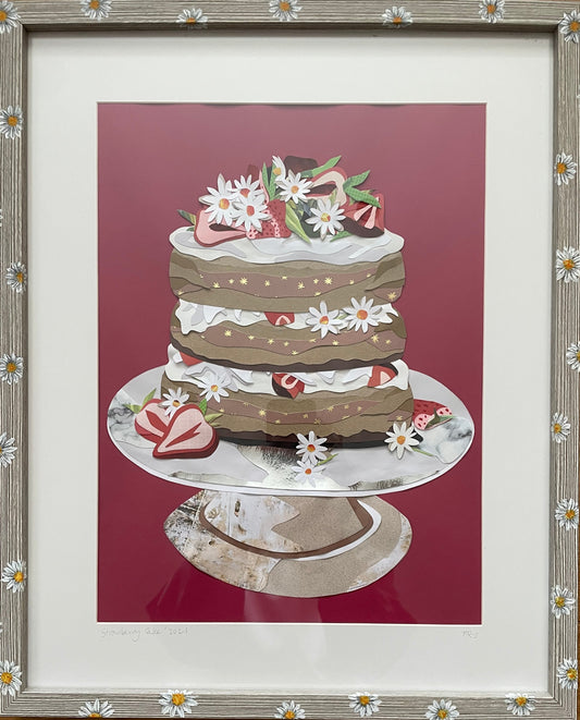 Strawberry Cake Paper Collage