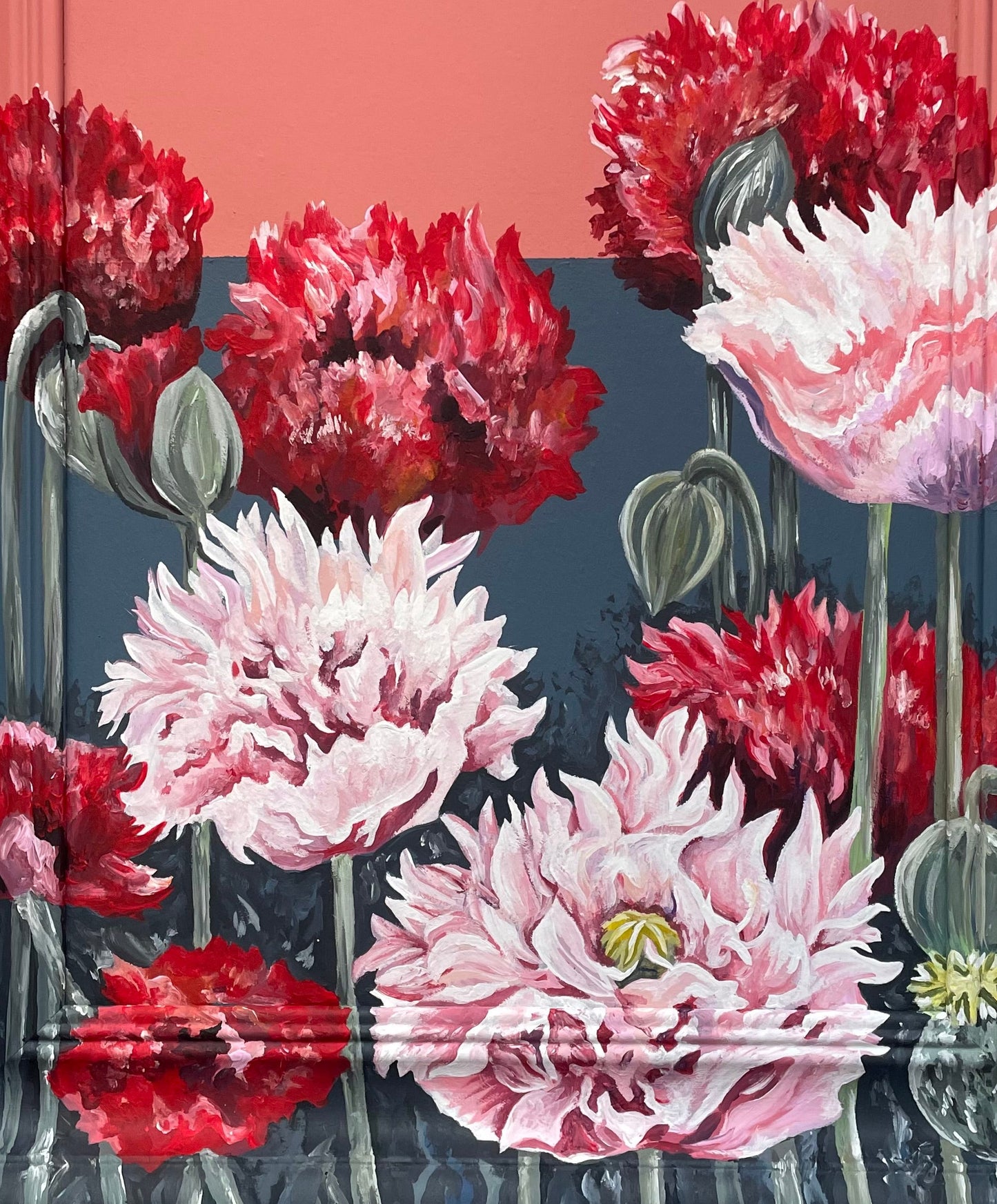 Poppies painted frame