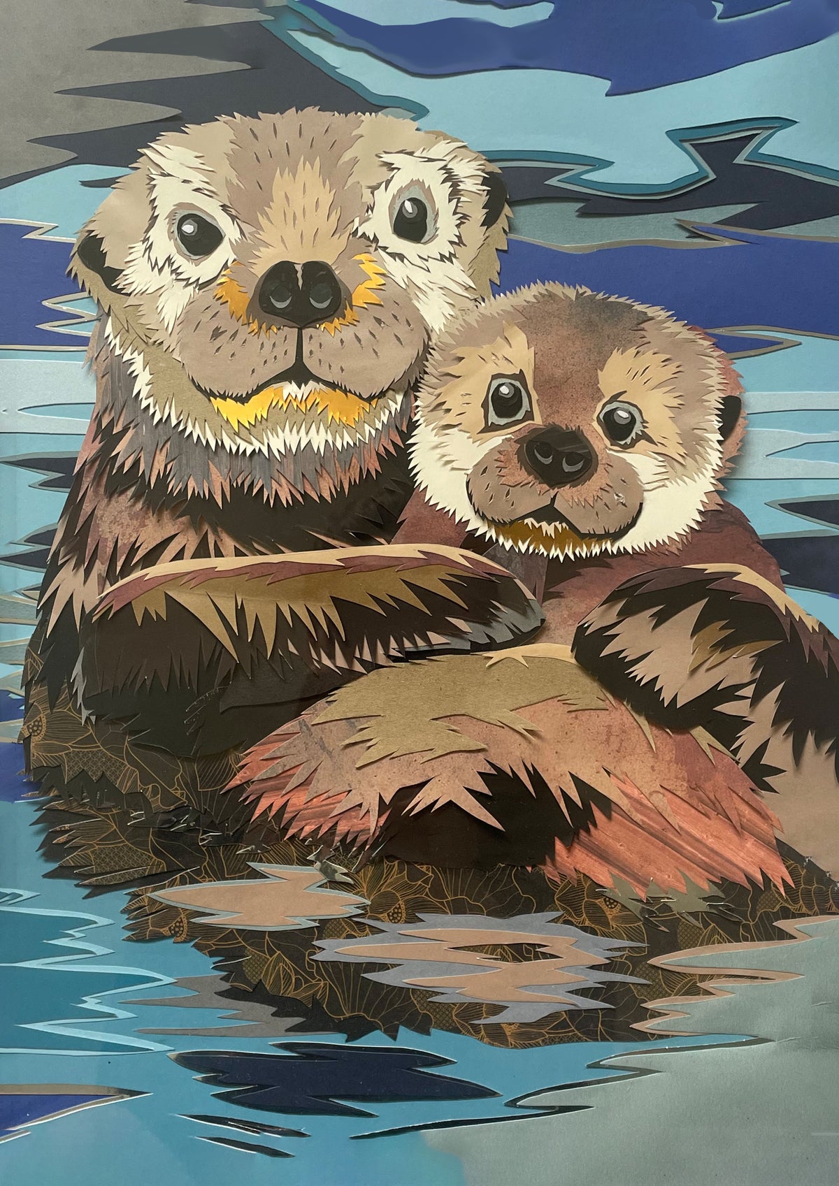 Mother and Baby Otters Print
