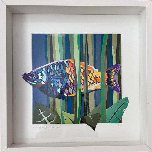 Rainbowfish paper collage