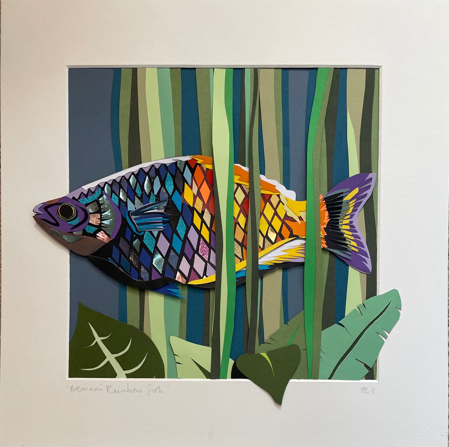 Rainbowfish paper collage
