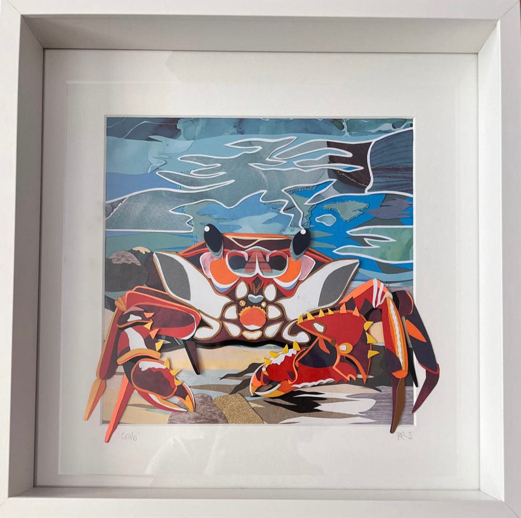 Red Crab paper collage