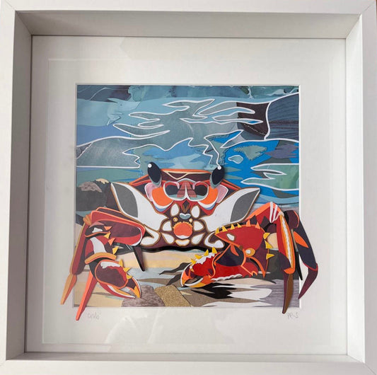 Red Crab paper collage