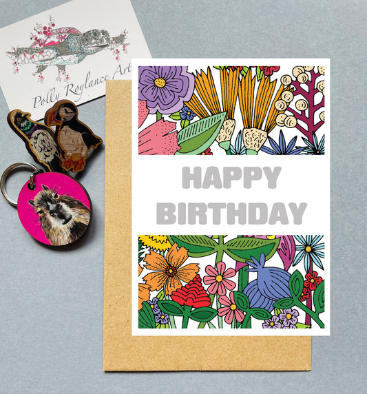 Happy Birthday flower 2 card