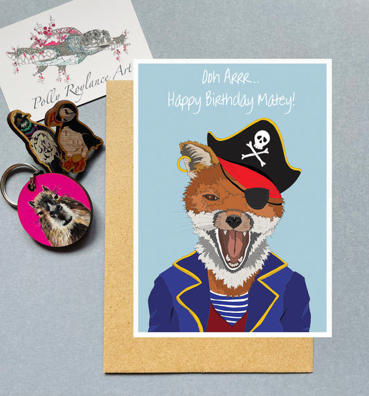 Pirate Fox Birthday card