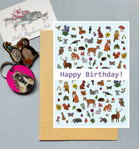 Happy Birthday Woodland card