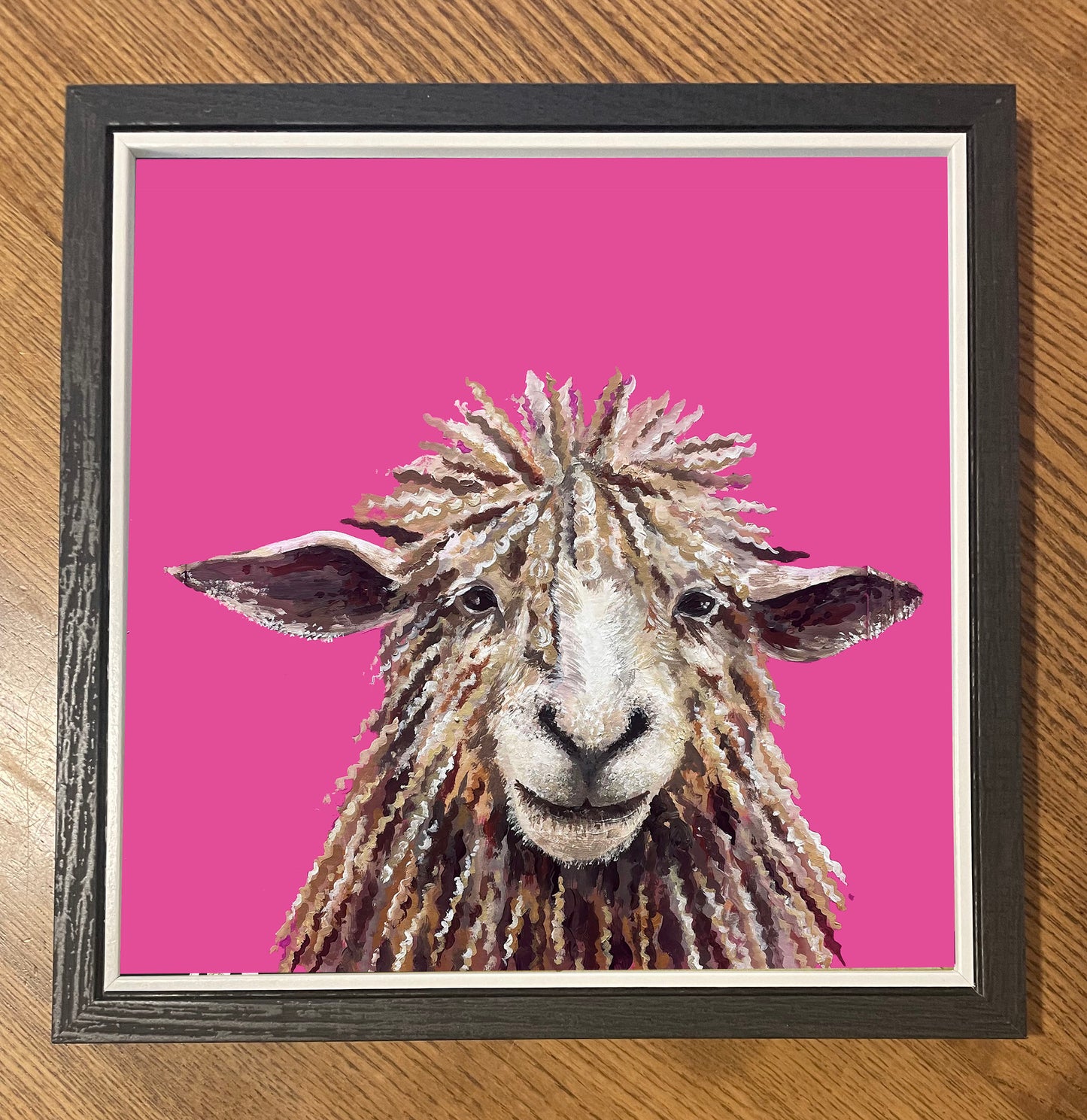 Lincoln Longwool Sheep on Pink Print