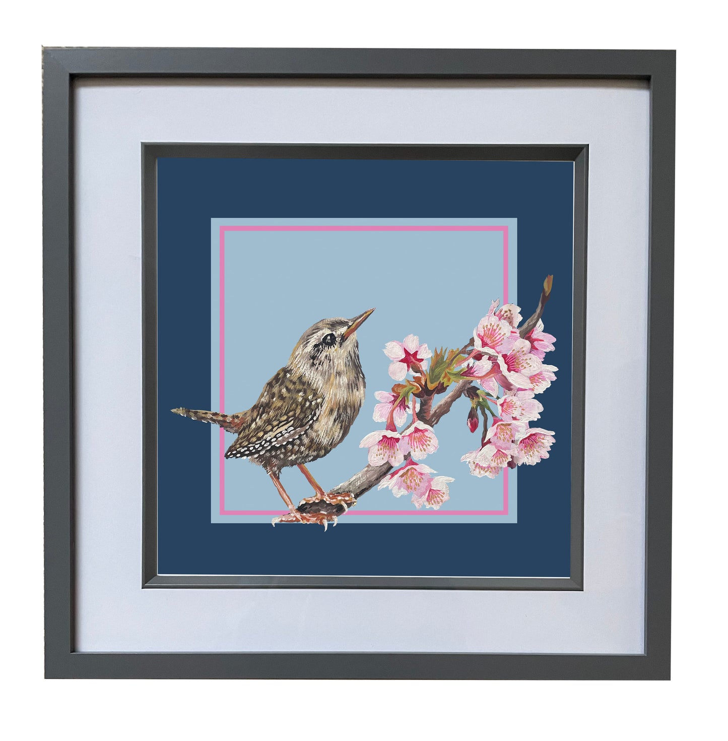 Large Wren & Blossom Print
