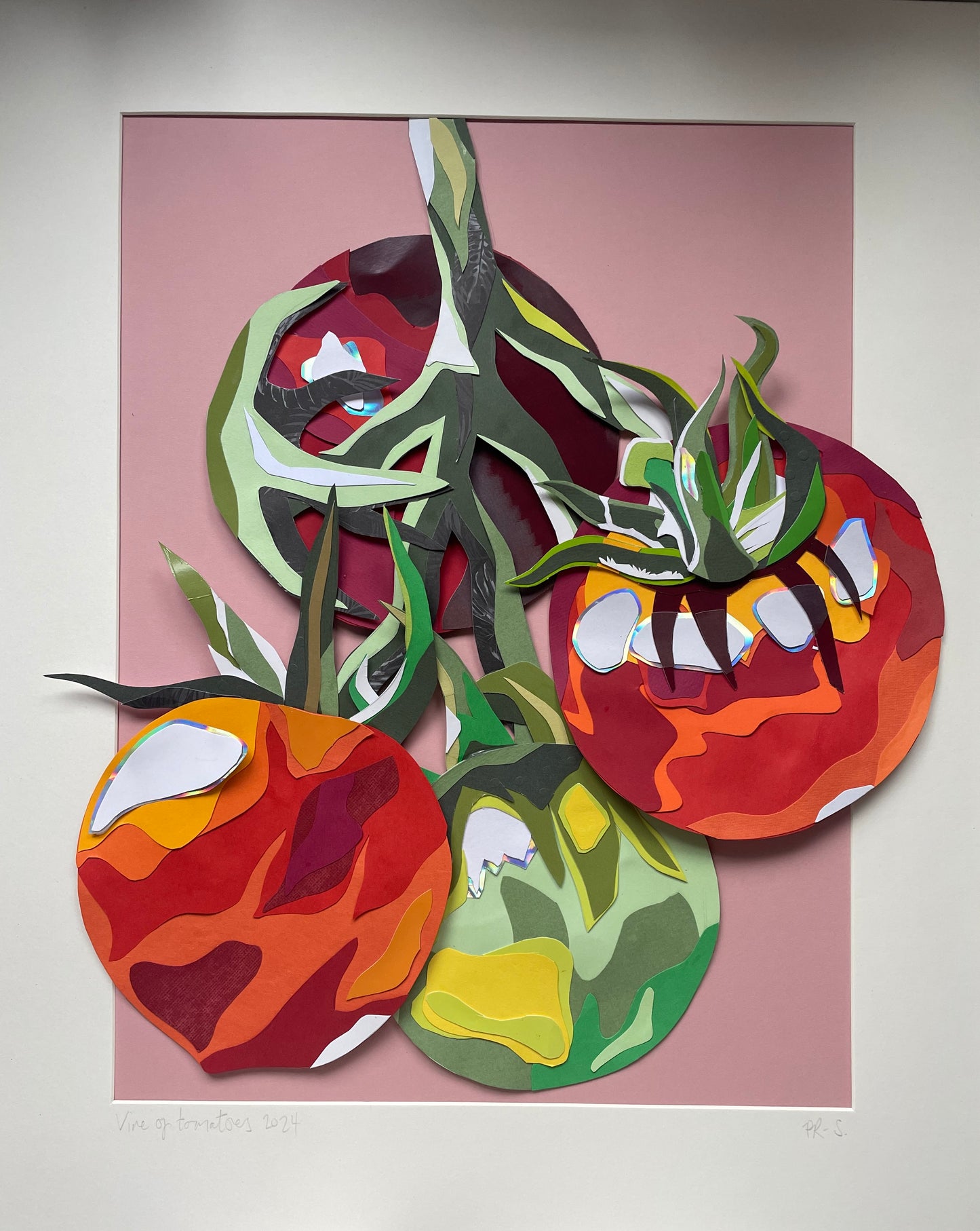 Vine of Tomatoes Paper Collage