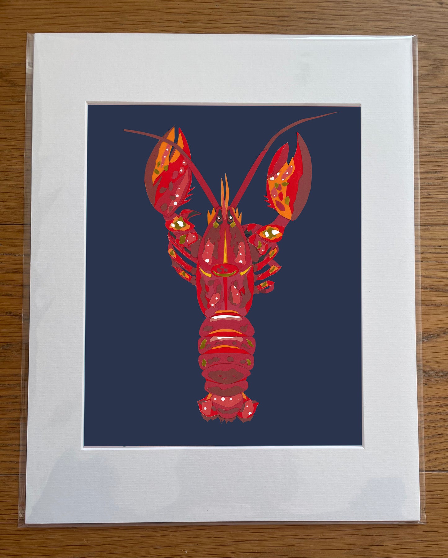 Red Lobster on Navy Print